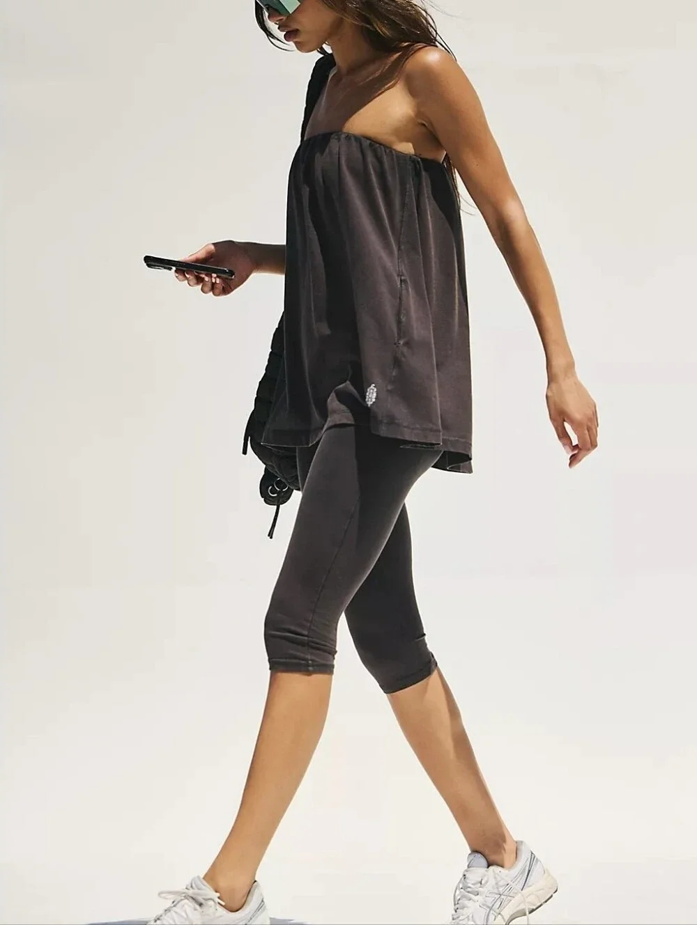 FREE PEOPLE MOVEMENT Hot shot tube Onsie In Washed Black